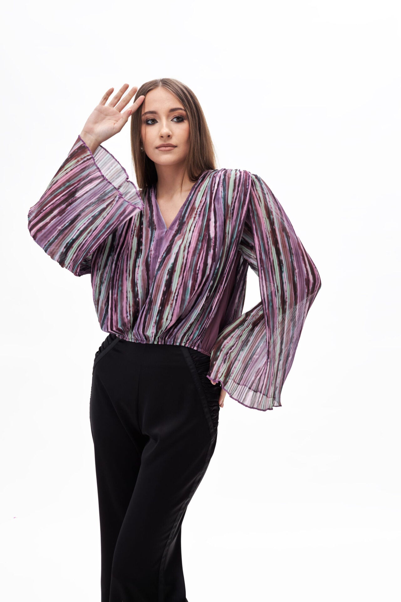 110169 purple blouse &amp; black pant (11)
