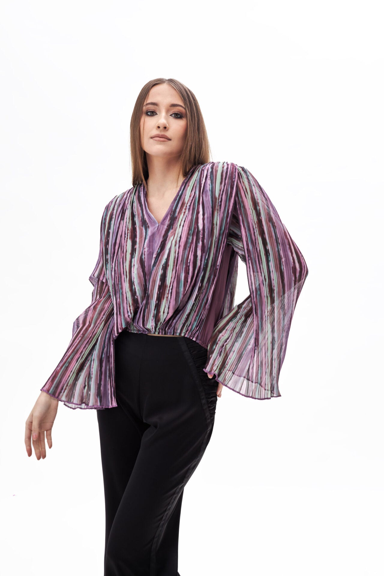 110169 purple blouse &amp; black pant (12)