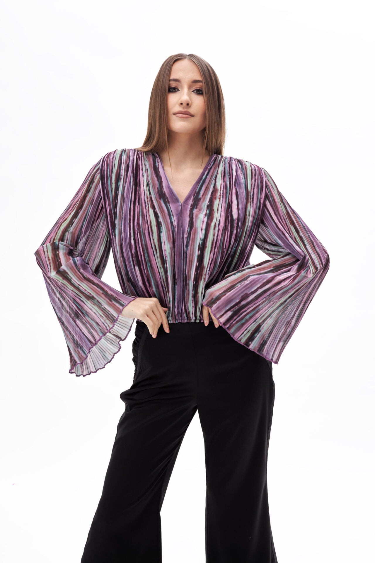 110169 purple blouse &amp; black pant (8)