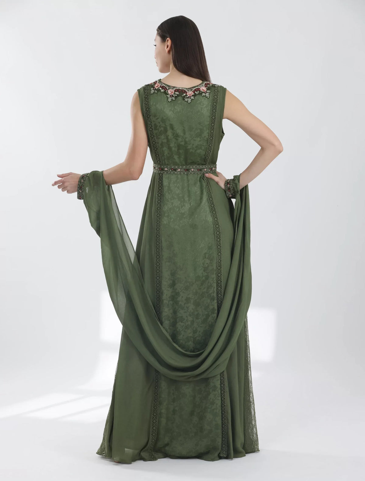 Shalky | Bella Dress-Olive Green Evening Gown