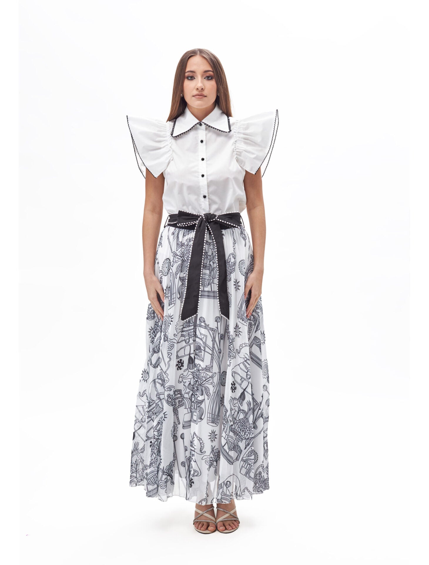23043 white top &amp; 23044 black print skirt (2)