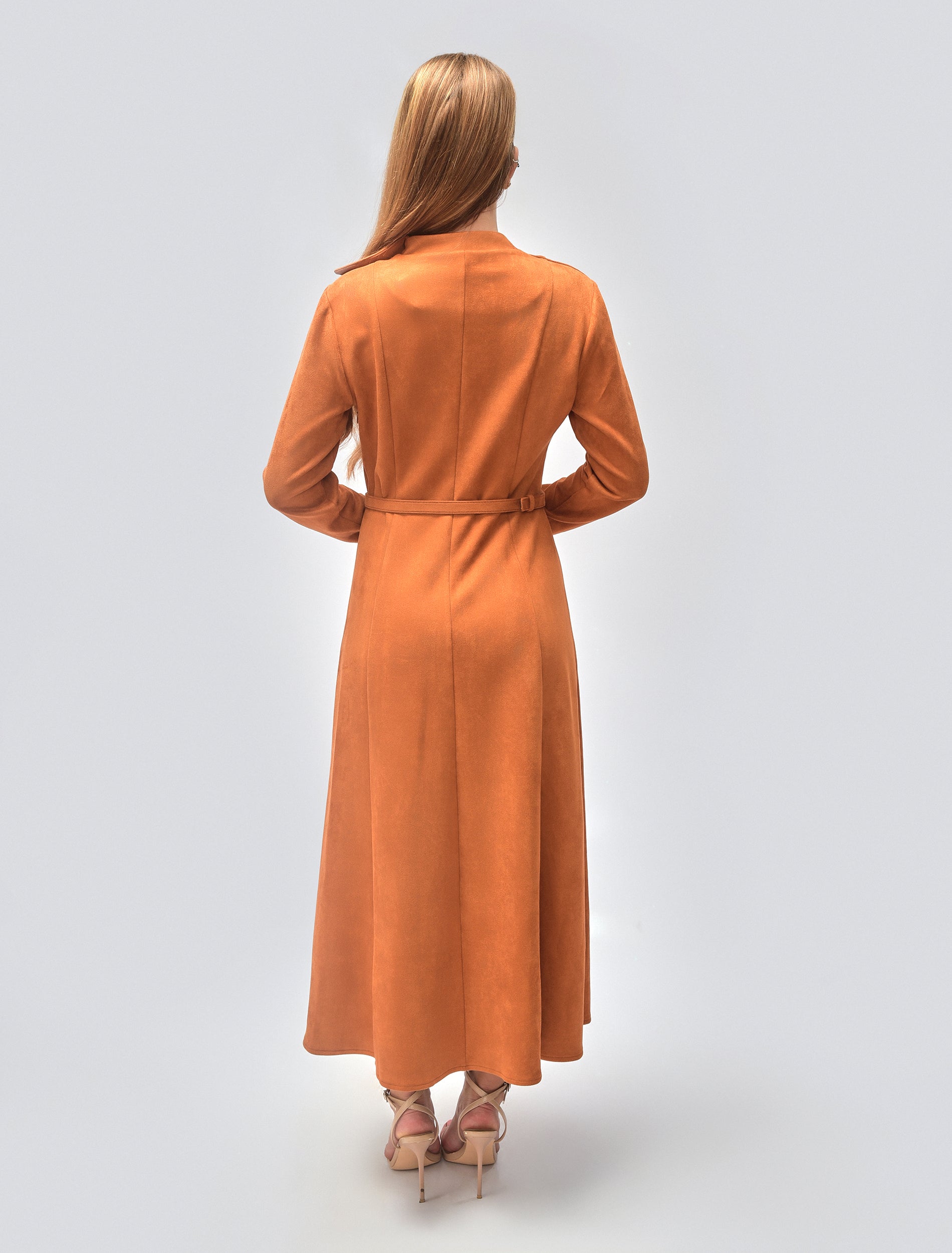 Suede Dress in Havana Orange