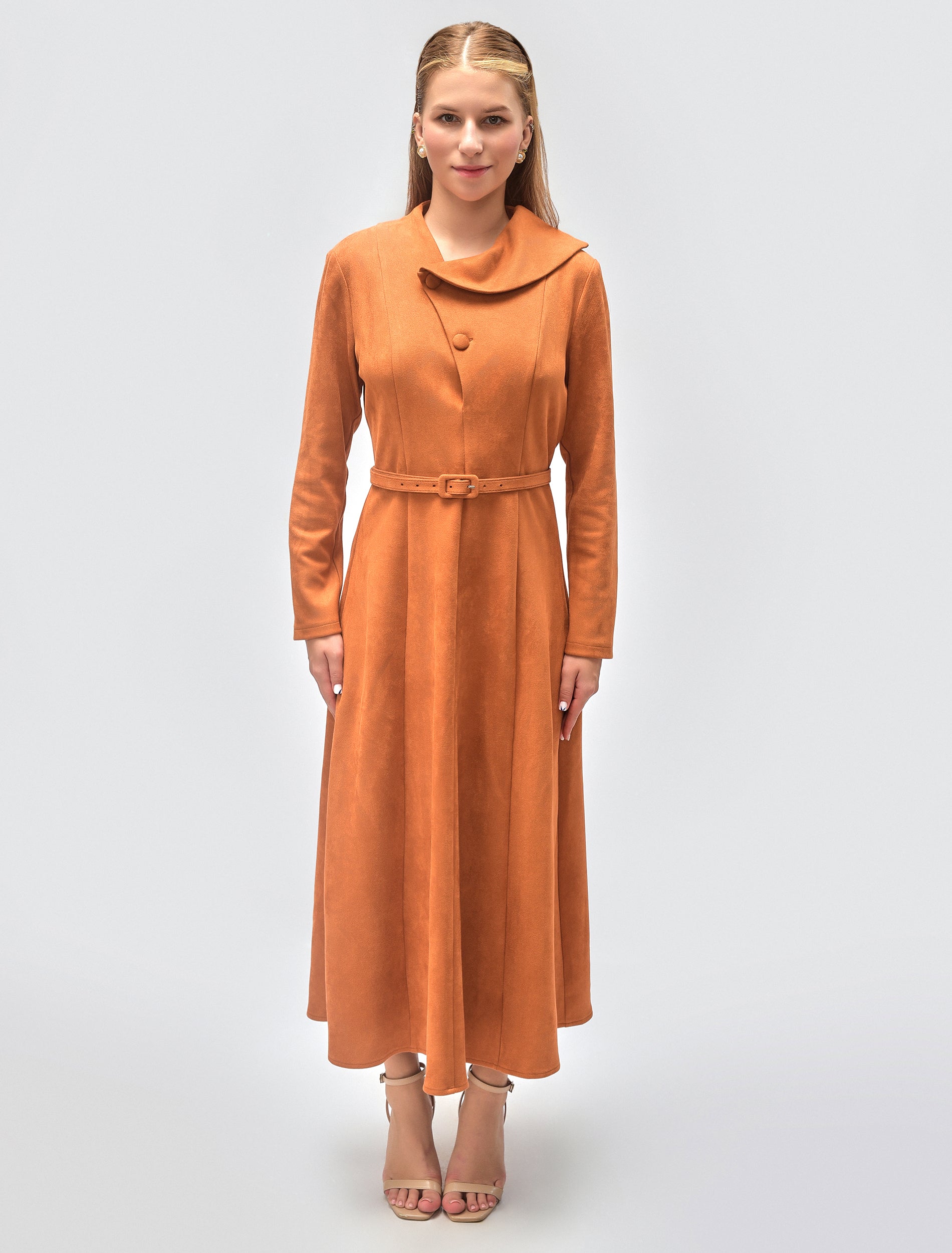 Suede Dress in Havana Orange