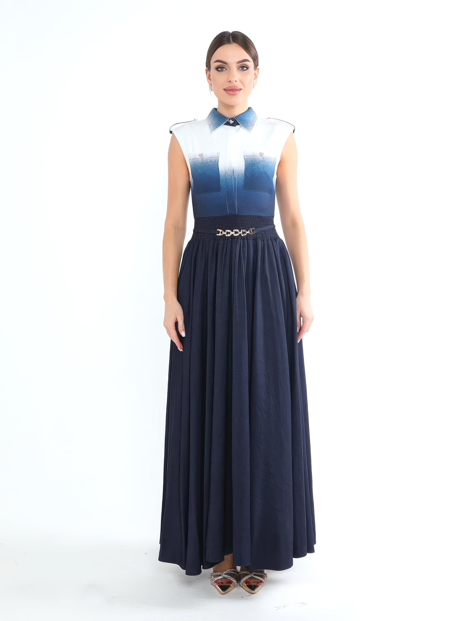 Elara Navy Dress