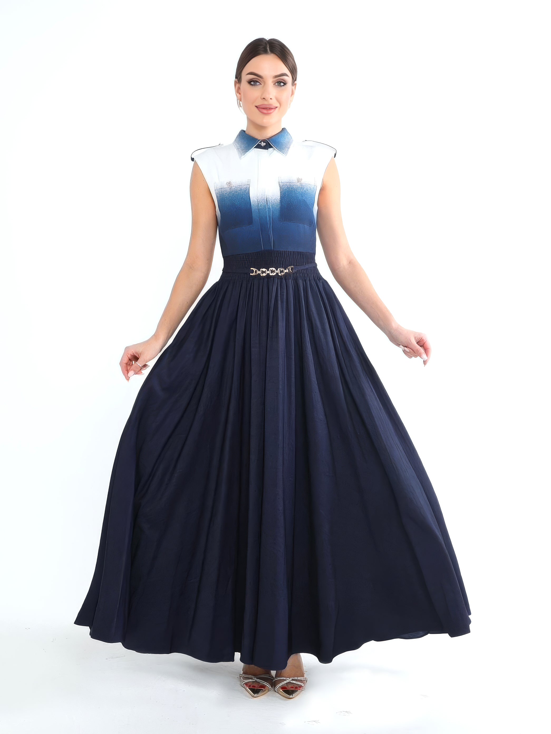 Elara Navy Dress