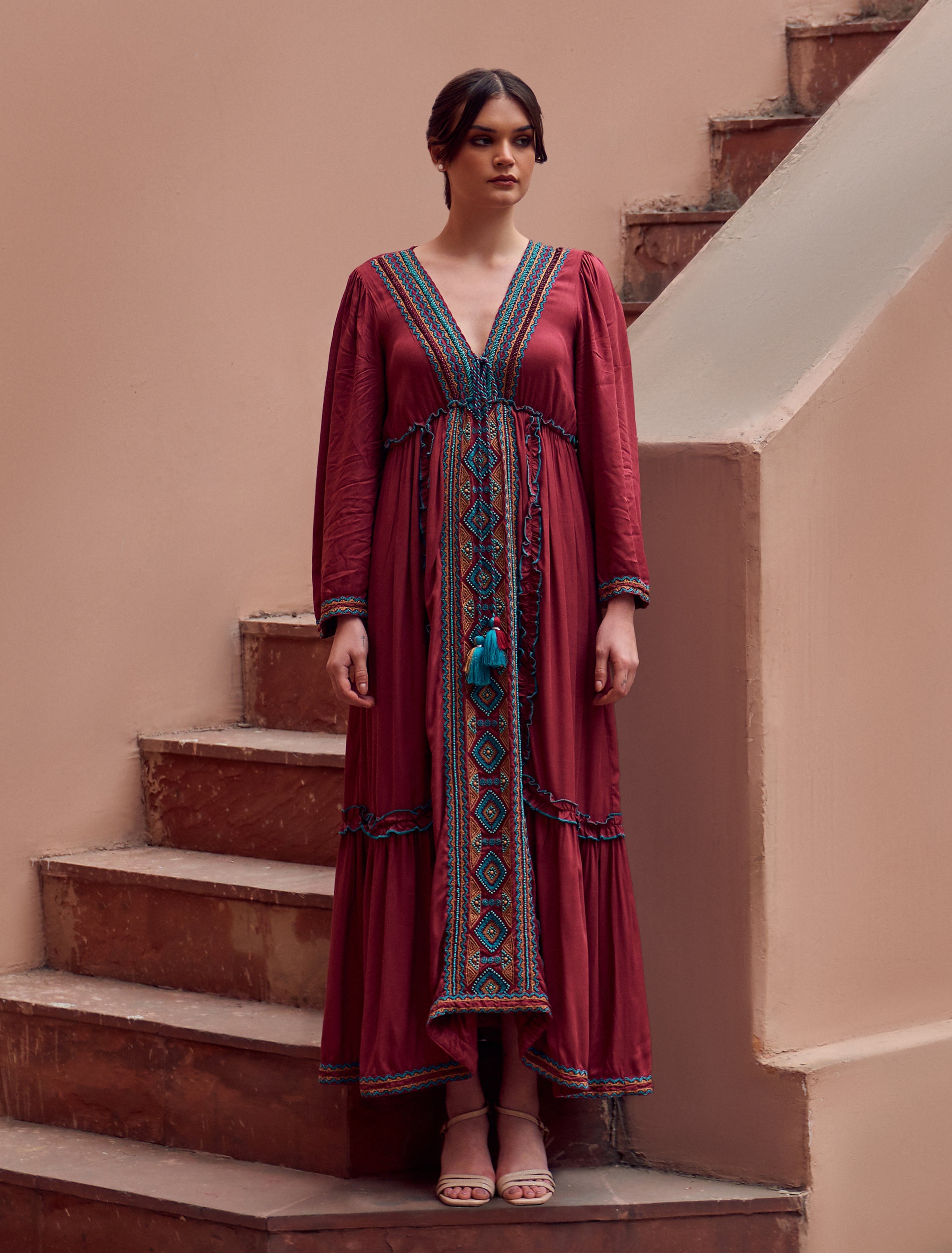 فستان ميرال عنابي