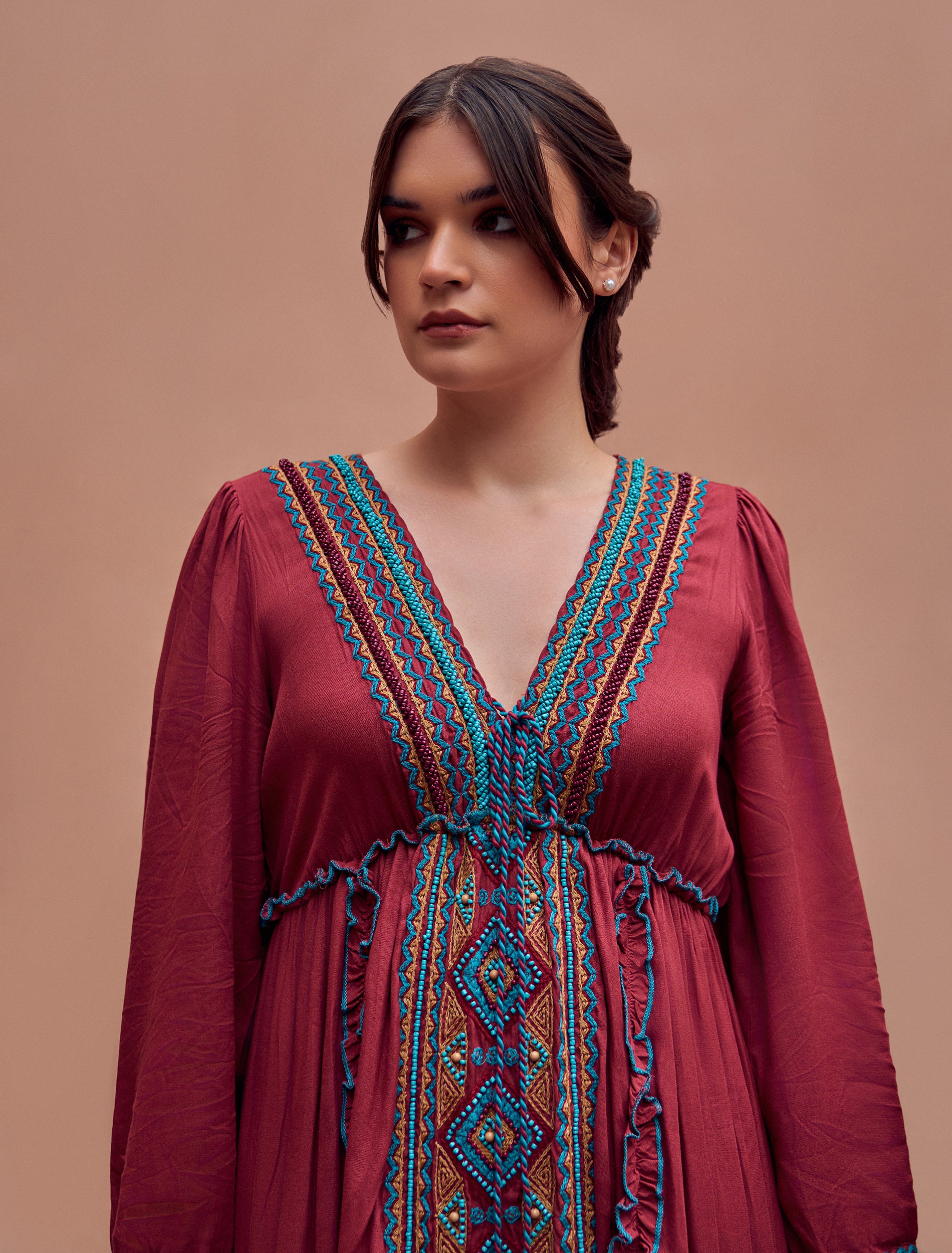 فستان ميرال عنابي